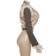 Faux Fur Patchwork Slim Short Jacket GZJQ K25C80752