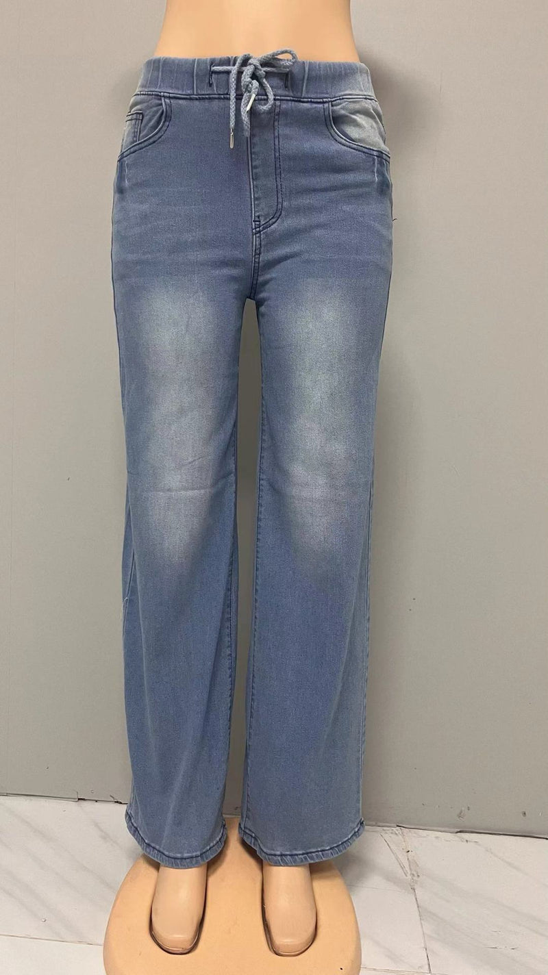 Drawstring Loose Wide Leg Jeans GSMF JQ2402
