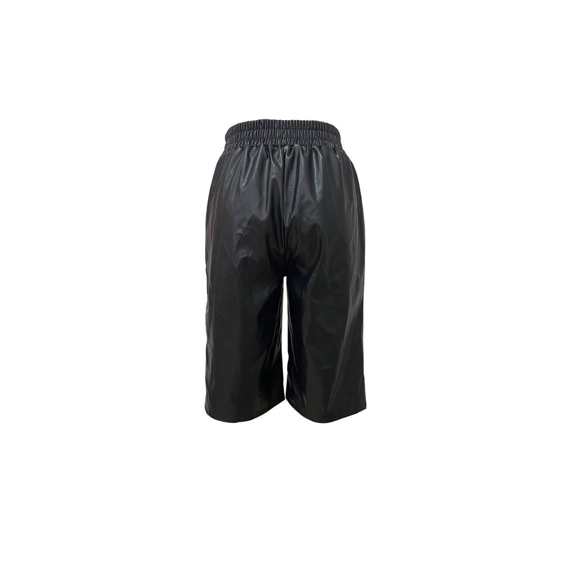Casual Leather Solid Color Fifth Pants LSD 2400