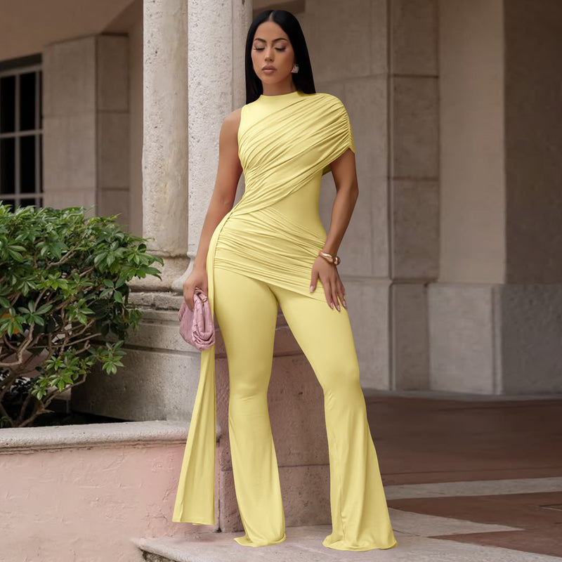 Single Shoulder Ruched Jumpsuit YF 11025
