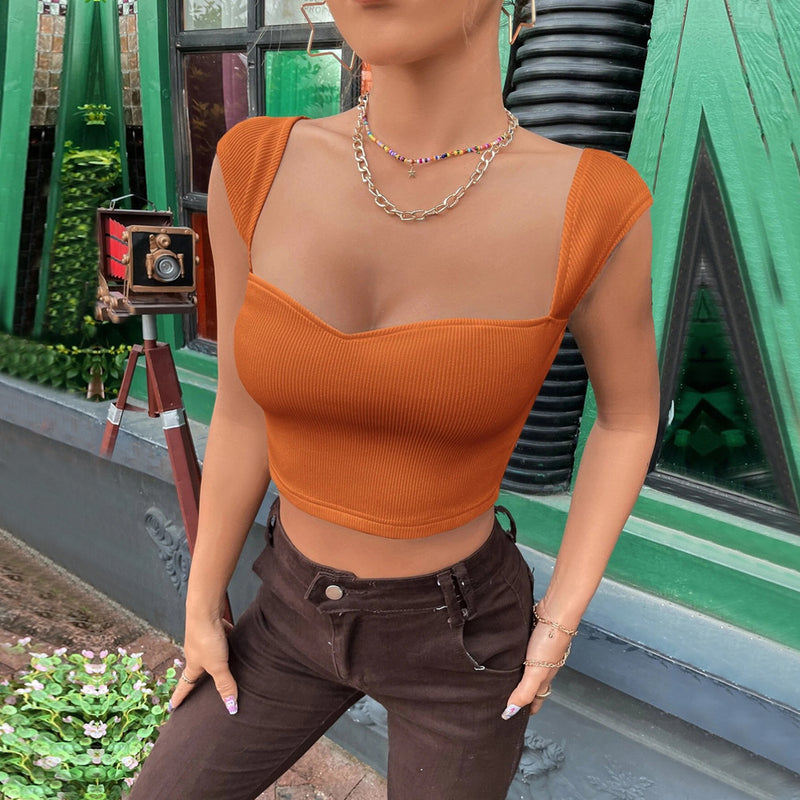Square Neck Ultra Short Sleeveless Tank Top GYSQ CVCD0810