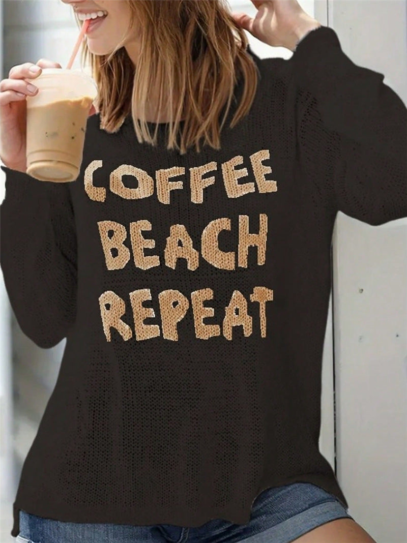 Letter Print Loose Knits Tops GZYF 1188