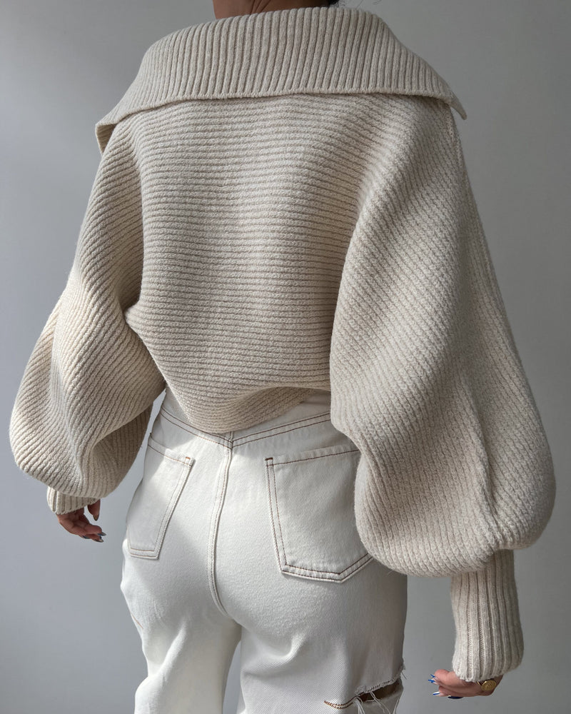 Fashion Long Sleeve Knits Lapel Sweater YMZY 21138