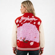 Double Layer Threaded Print Contrast Color Jackets YNSF 8038