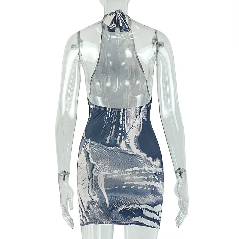 Print Backless Sleeveless Romper GJYO 303962
