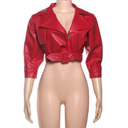 Solid Color Lapel Tie Up Short Coats GZJQ K25C84803