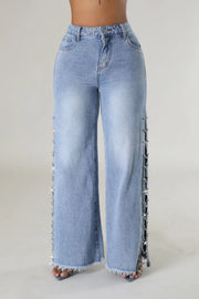 Split Metal Chain Diamond Straight Jeans LSD 2522