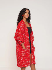 Printed Seven Split Sleeve Loose Cardigan Coat SFY 603