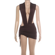 Sexy Deep V Neck Mini Dress XEF K6S13989A