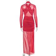 Ruched Solid Color Split Maxi Dress GJYO JD305350