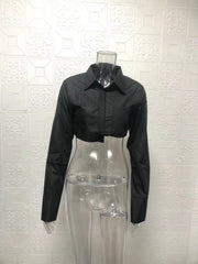 Long Sleeve Solid Color Short Shirt GYSM W0306