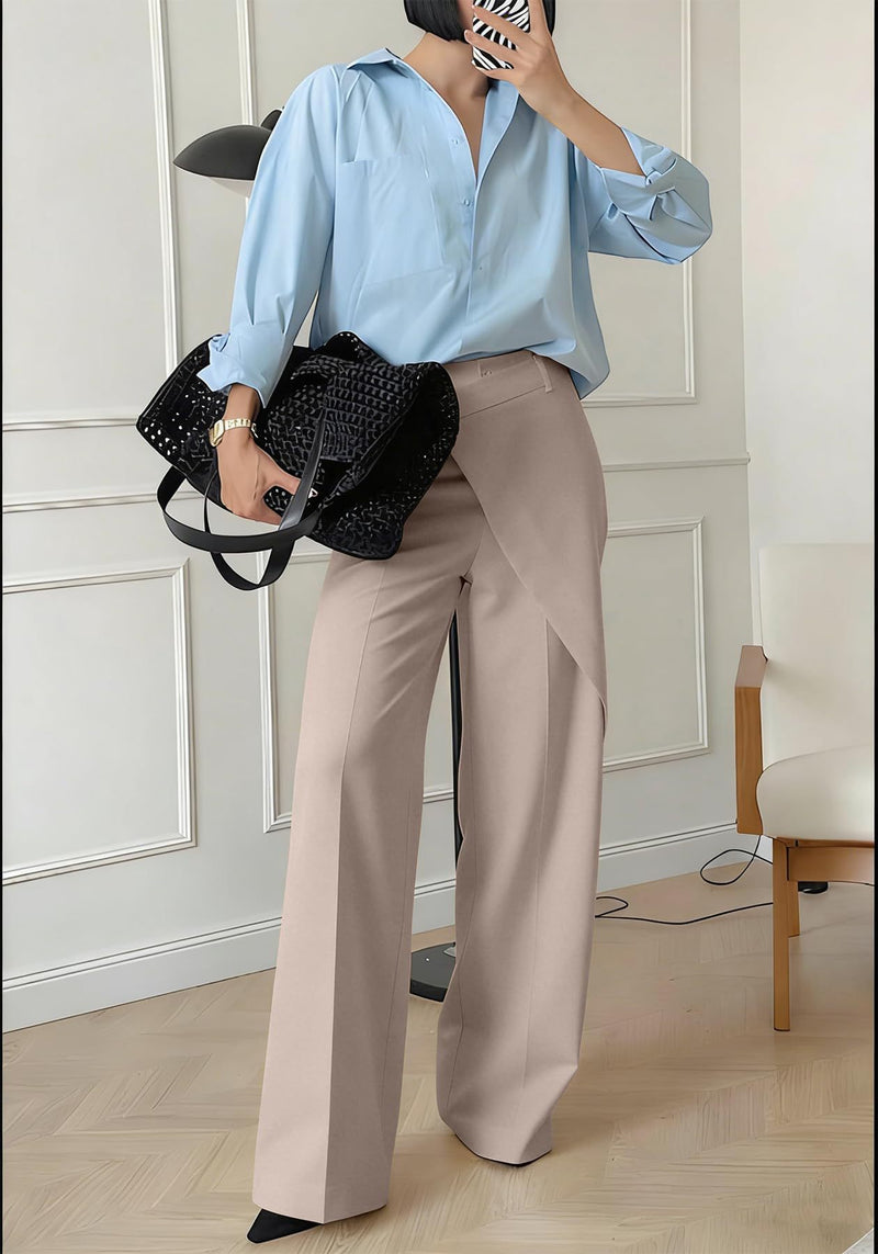 Solid Color Irregular Straight Pants QODY 6076
