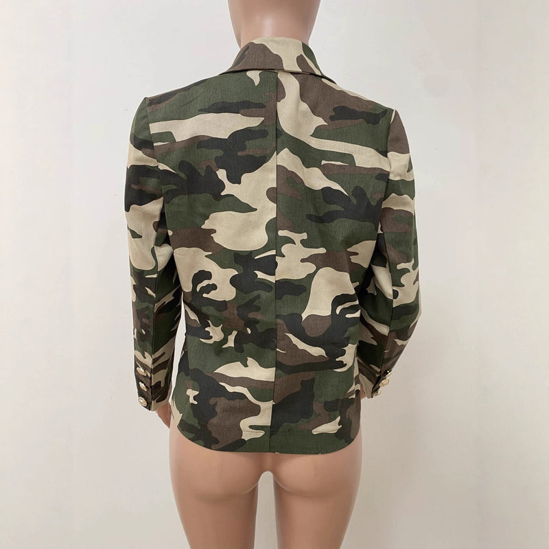 Lapel Camouflage Print Short Blazer Coat LSD 2620