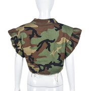 Camouflage Printed Ruffle Sleeve Jacket GNZD 9151TD