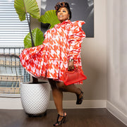 Plus Size Print Ruffles Loose Shirt Dress NNWF 7760