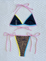 Leopard Print Color Block Biikinis 2 Piece Swimsuit CASF 6801