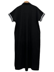 Plus Size Lapel Single Breasted Button Long Dress QMZF 2181