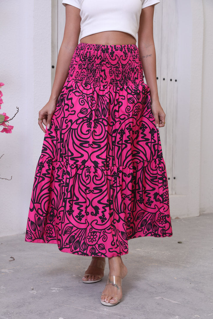 Print Big Swing Half Body Skirt XCFF 910