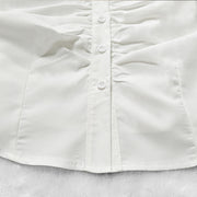 Solid Color Ruched Single Breasted Shirt GPBY SH827