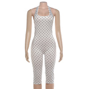 Polka Dots Print Backless Romper GYME K6Q08075A