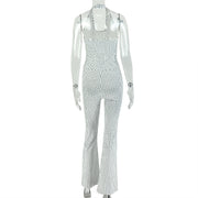 Halterneck V Neck Polka Dot Print Jumpsuit GJYO JS919185