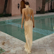 Solid Color Irregular Backless Maxi Dress GYME K6D02425A