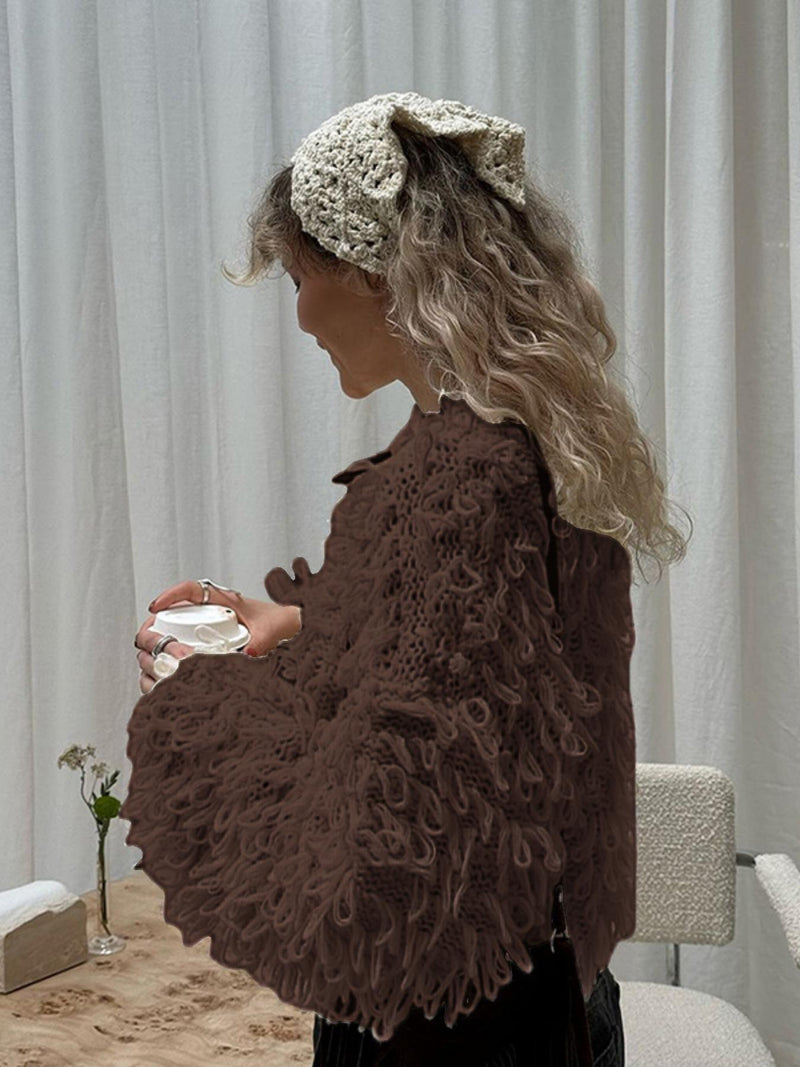 Knits Tassel Long Sleeve Button Coats GQNF F00121CM