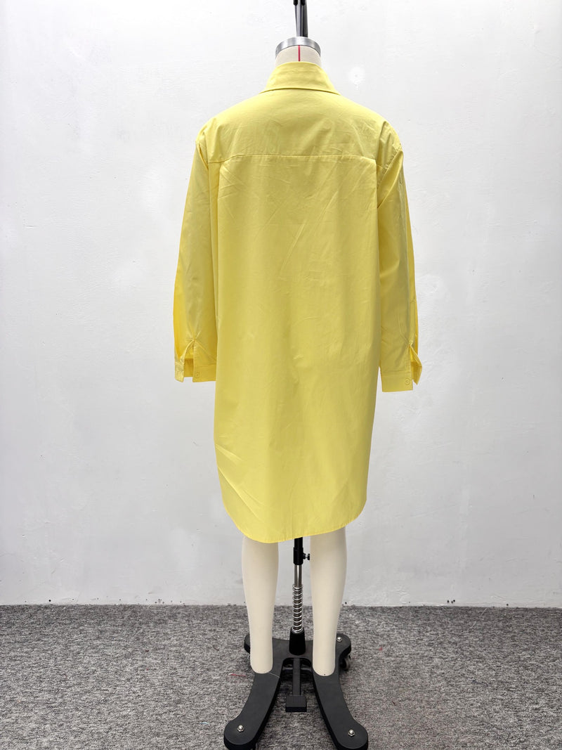 Solid Color Long Sleeve Loose Shirt GQZF 7111