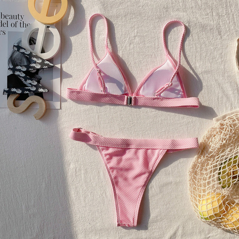 Sexy Solid Color Swimsuit Two Piece Sets CSYZ B225
