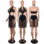 Tassel Deep V Neck One Piece Swimsuit MDF 5060