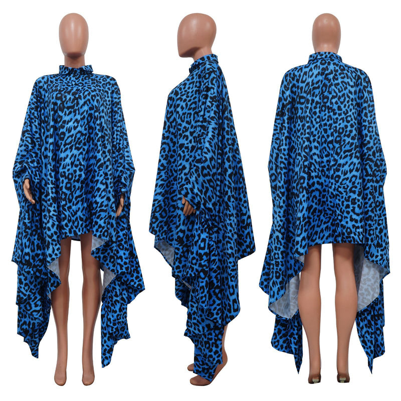 Leopard Print Long Sleeve Long Shawl Top YF 10620