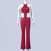 Sleeveless Halterneck Tie Up Jumpsuit GFRT 42396JBC