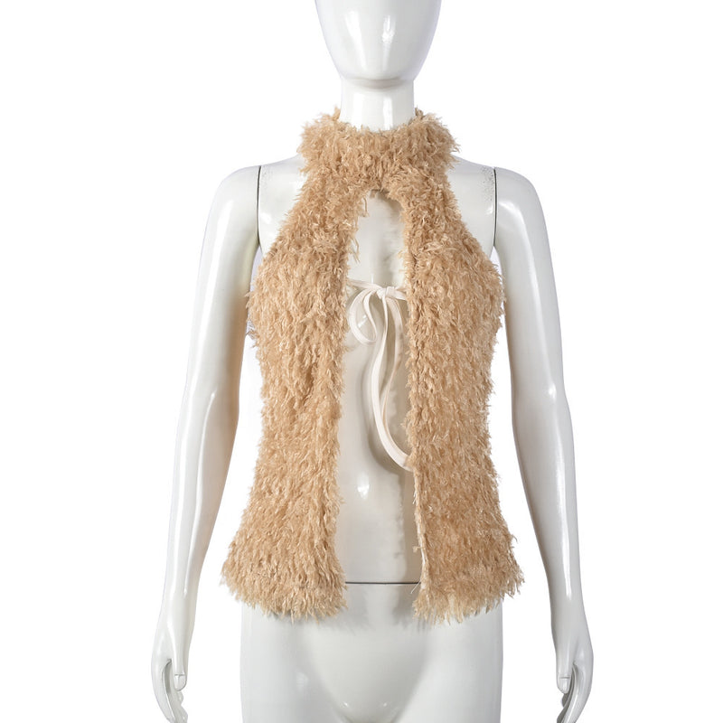 Fur Neck Hollow Out Top Coats GNZD 9799THD