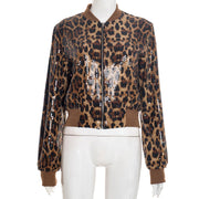 Fashion Leopard Print Sequin Jacket GSBD Q25TP355