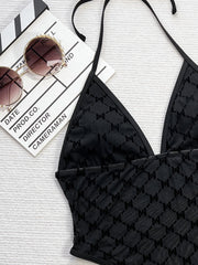 Mesh Patchwork Halterneck One Piece Swimsuit CSYZ G187W