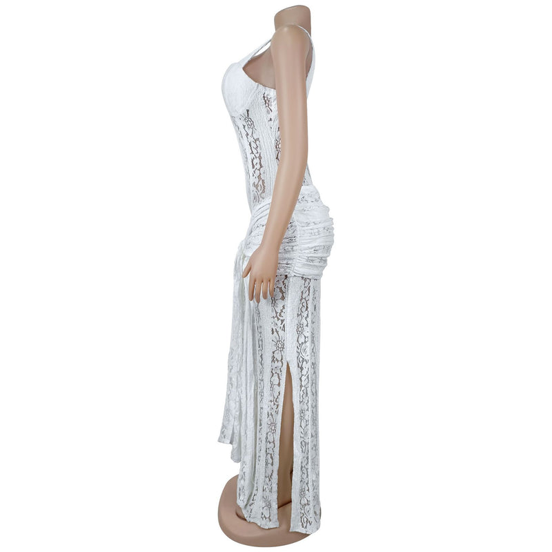 See Through Lace Sling Maxi Dress BY 7705