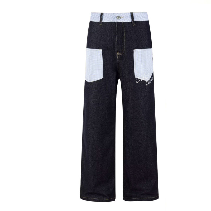 Plus Size Retro Embroidered Contrast Color Jeans GYLN 7054