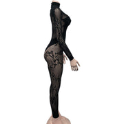Lace Patchwork Sexy Hollow Out Jumpsuit GQNF F00231QL