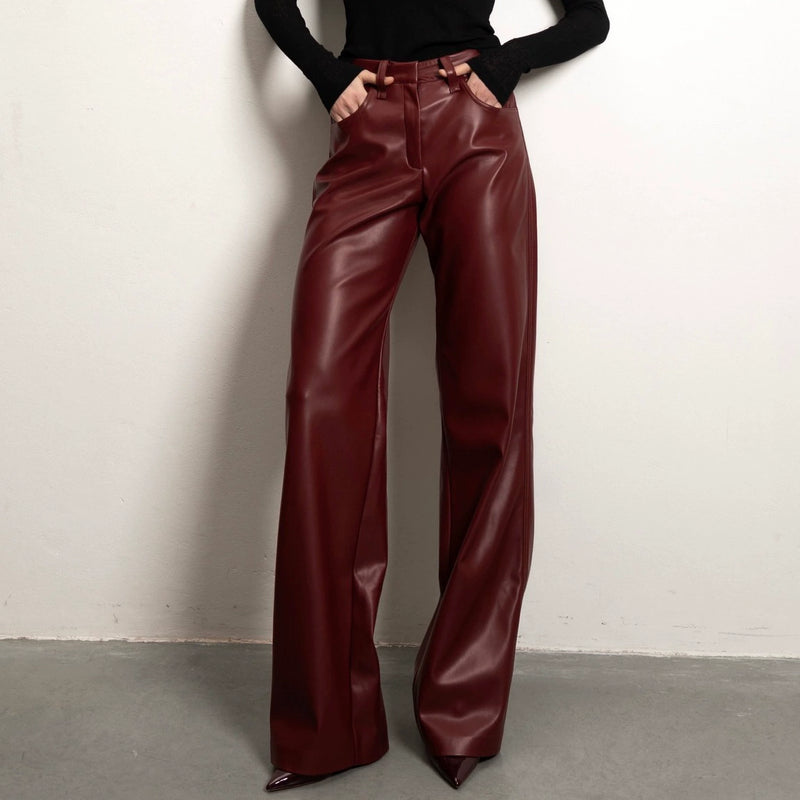 Fashion PU Leather Straight Pants GPBY TR8331