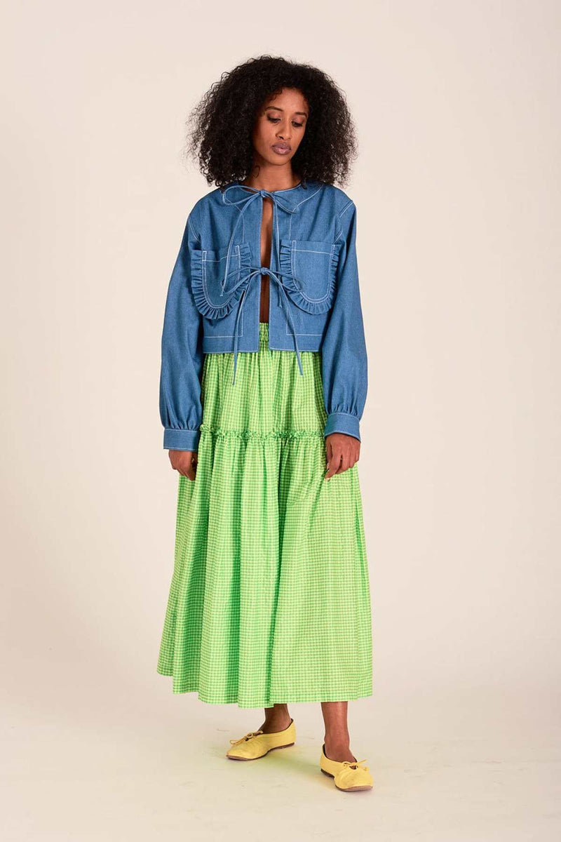 Long Sleeve Tie Up Loose Denim Coats GYAN 703