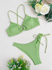 Sexy Solid Color Bandage Bikinis Two Piece Set CASF 6519