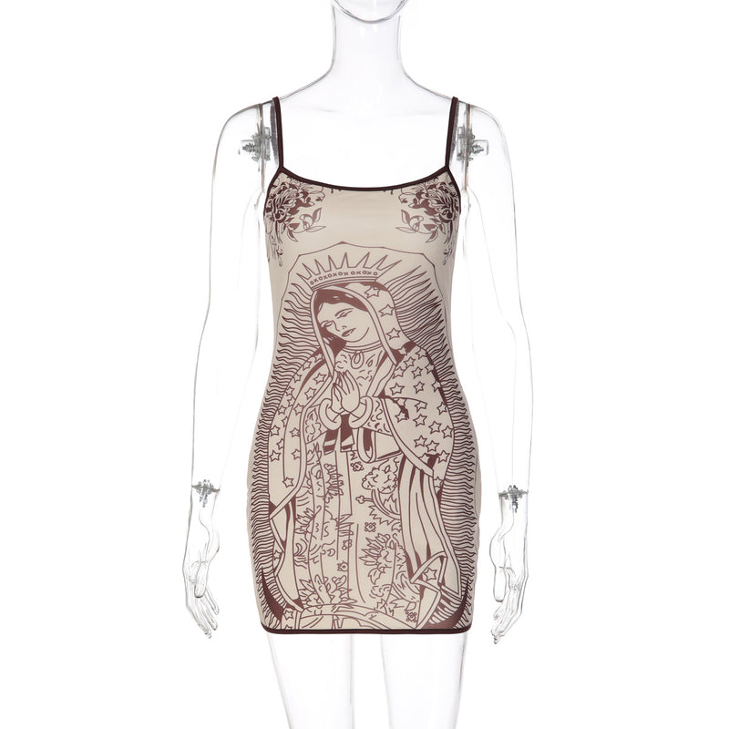 Print Slim Sling Mini Dress GLAG D6421494F