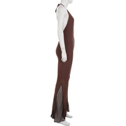 V Neck Backless Mesh Patchwork Jumpsuit GPKJ MR18592