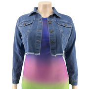Plus Size Holes Washed Denim Short Coats OSIF 19465