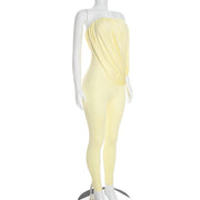 Solid Color Ruched Off Shoulder Jumpsuit GDSF D26JP296