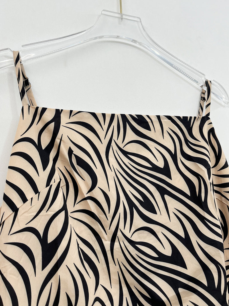 Plus Size Zebra Print Sling Split Maxi Dress QMZF 1883