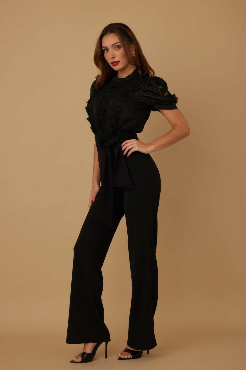 Short Sleeve Patchwork Wide Leg Jumpsuit OSM 4504