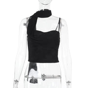 Sexy Single Shoulder Tie Up Tops FL YL25039MHO