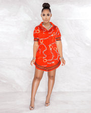 Plus Size Fashion Slim Print Short Sleeve Shirt LS 0341