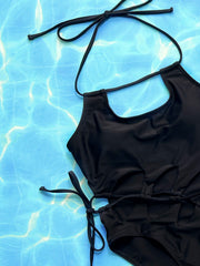 Solid Hollow Out Bandage One Piece Swimsuit CSYZ A09H